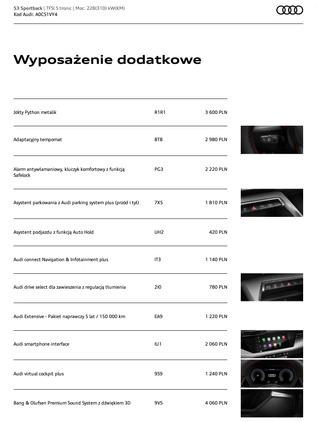 Audi S3 cena 195000 przebieg: 27400, rok produkcji 2022 z Mielec małe 277